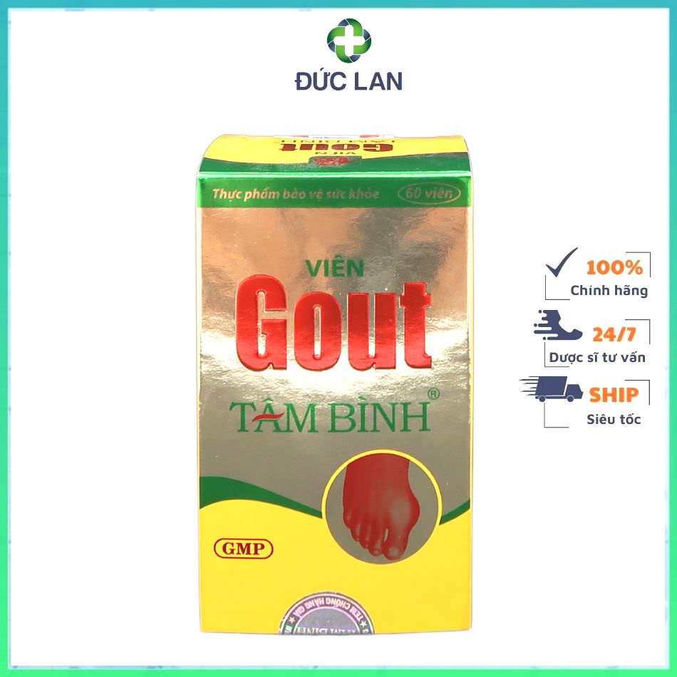 VIÊN GOUT TÂM BÌNH LỌ 60 VIÊN HỖ TRỢ GIẢM ĐAU DO GOUT, GIẢM TẦN SUẤT ĐAU GOUT CẤP