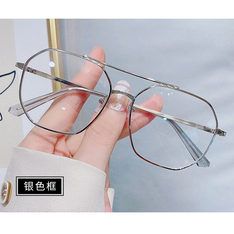 Kính cận gọng to bằng kim loại độ thời trang cho nam và nữ độ cận 0.5 - 6.0