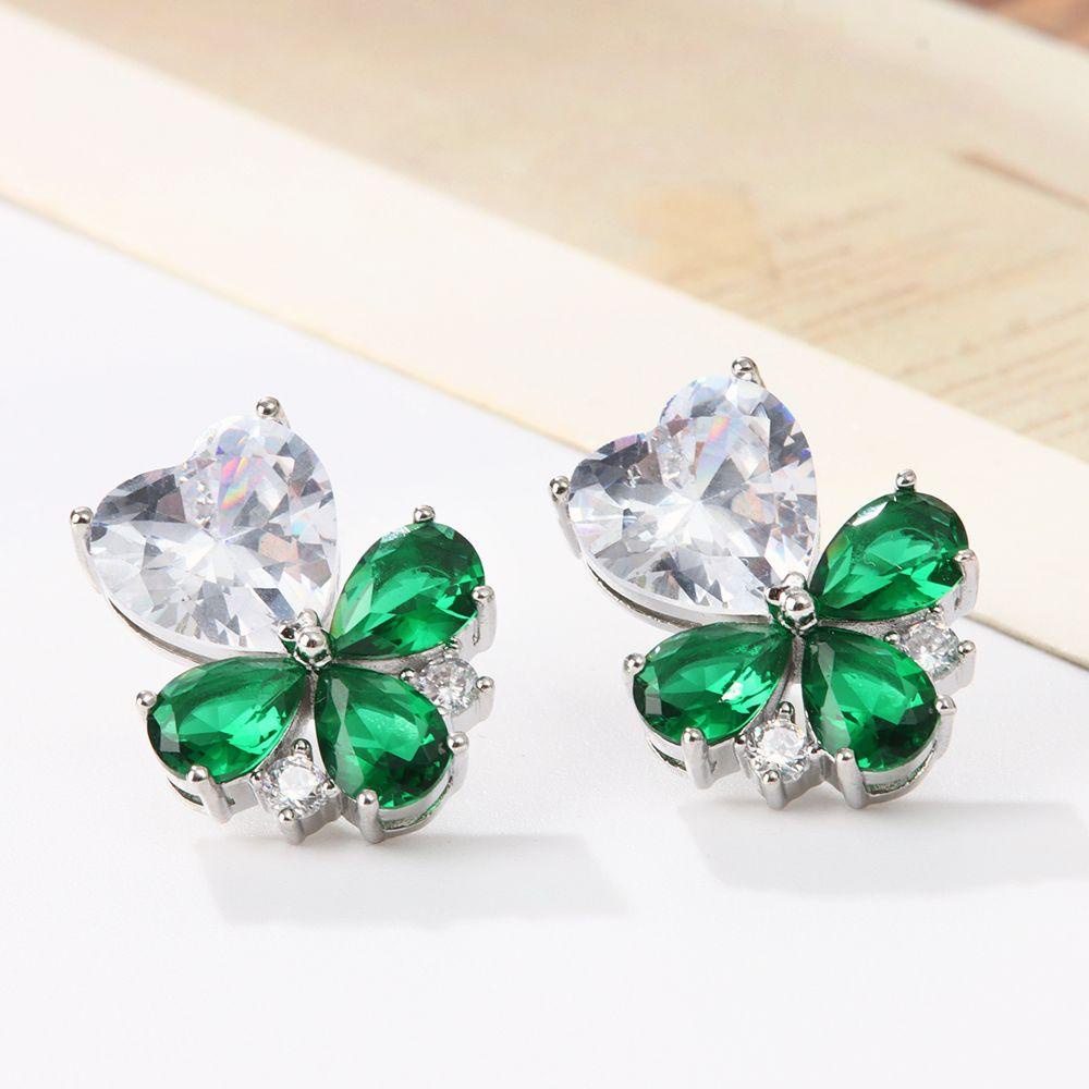 HS Bông Tai Hình Giọt Nước Đính Đá Zircon Thanh Lịch
