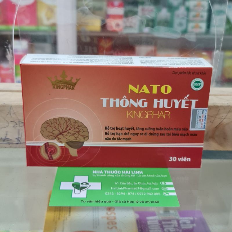 Nato Thông Huyết  Kingphar  ⚡ Tặng quà ⚡ Hộp 30 viên Giúp tăng cường chức năng hệ tuần hoàn, tan cục máu đông