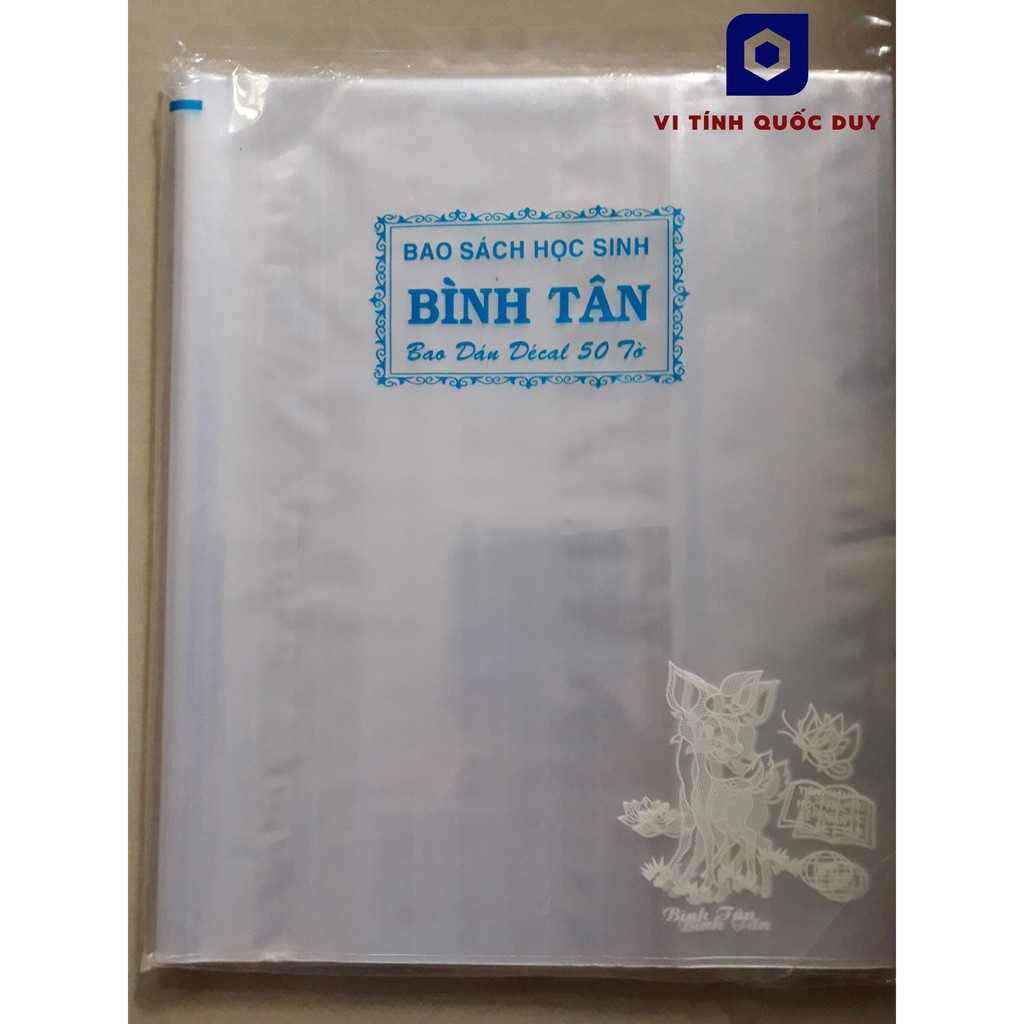 [Loại mỏng] 1 xấp 50 cái. Bao kiếng bao sách học sinh. Vi Tính Quốc Duy