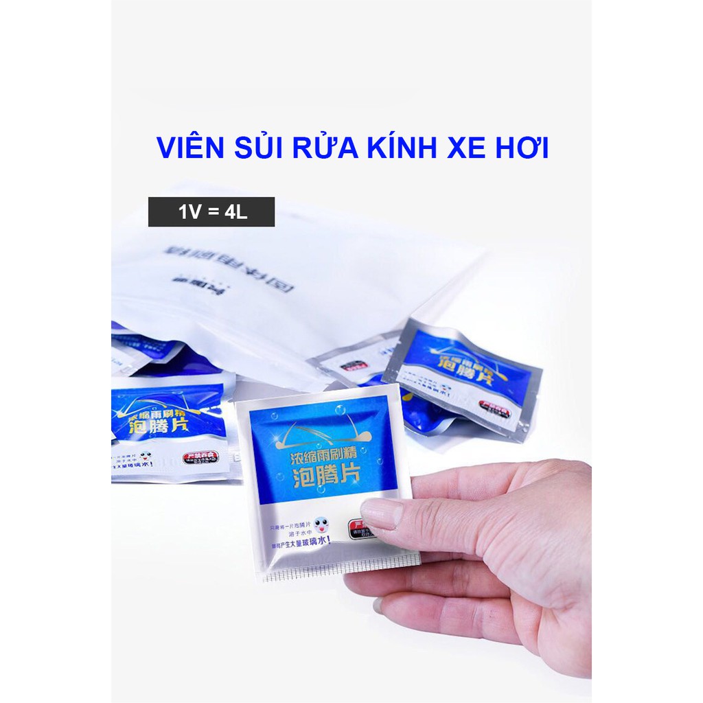 [Combo 100 viên] Viên Sủi Nén Pha Nước Rửa Kính Ô tô Tiện Dụng (1 Viên = 4L Nước) - Tusan Shop