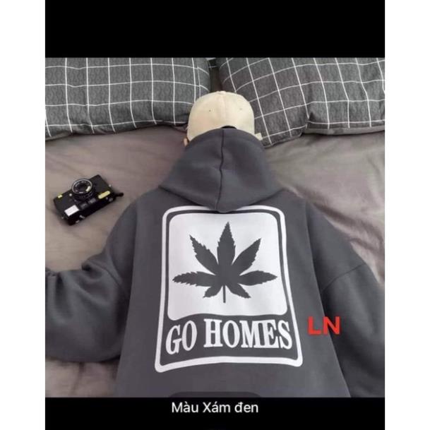 Áo hoodie hình lá Go Homein lưng