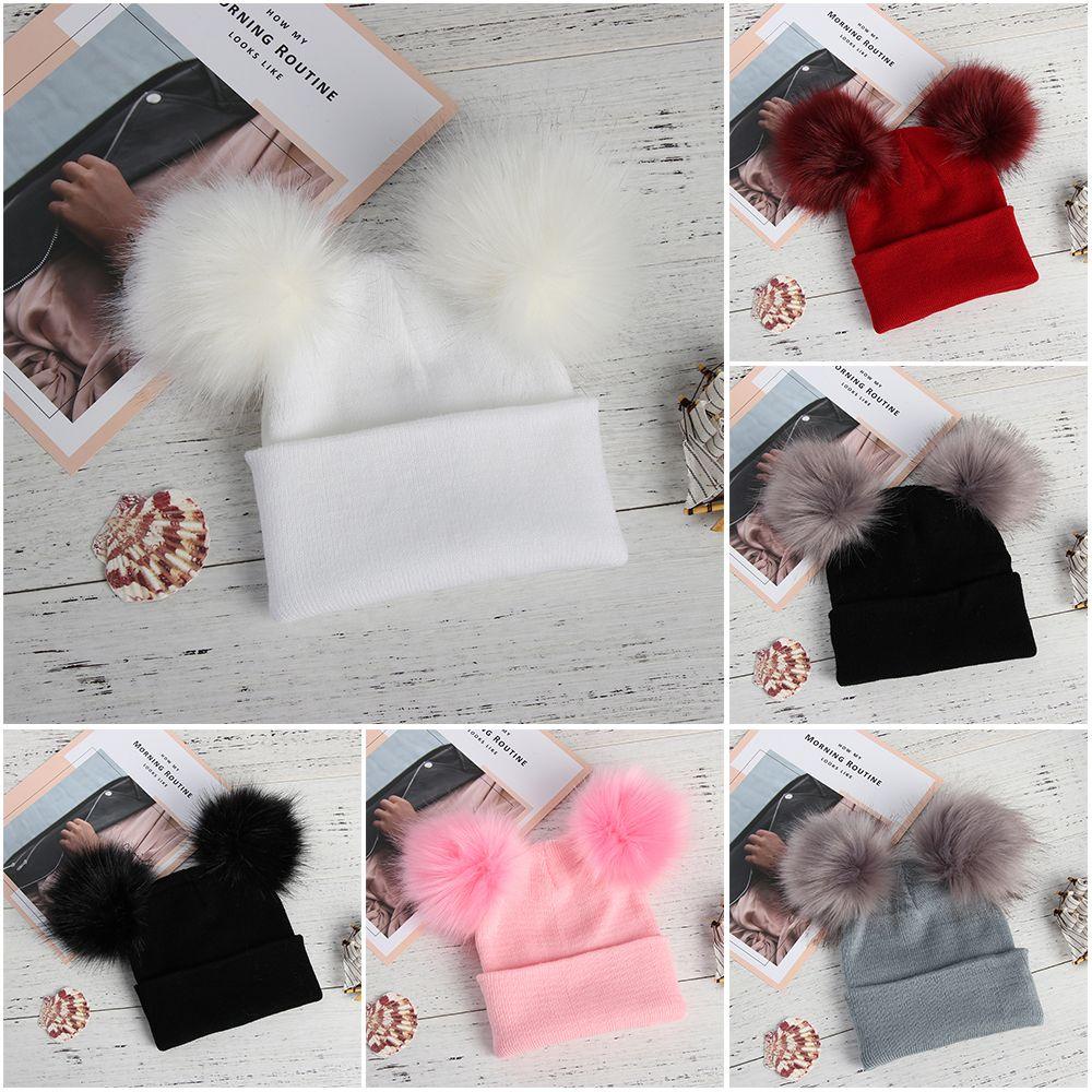 PINEVN Mũ Len Đính Hai Quả Bông Xinh Xắn Thời Trang Dành Cho Nữ