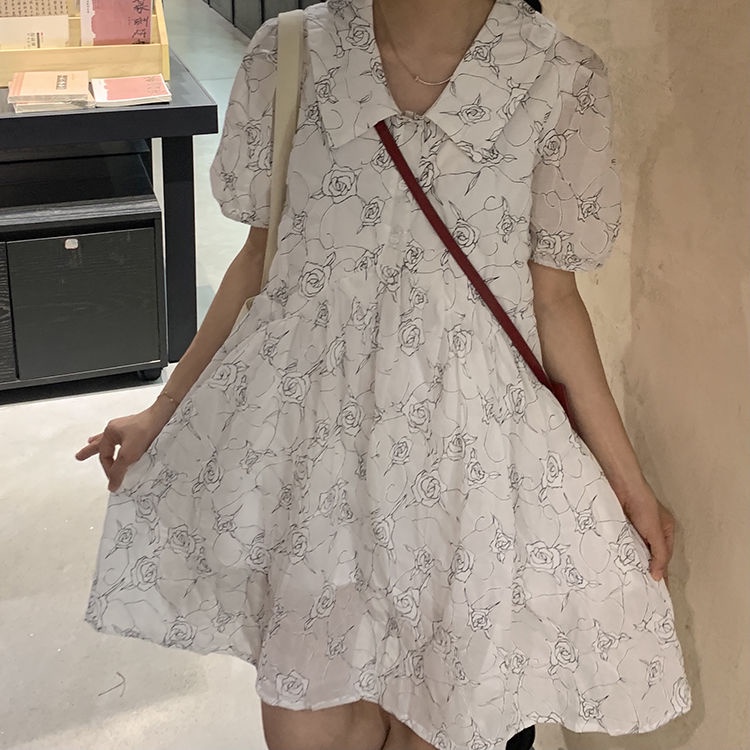 Đầm midi Màu Trắng Tay Phồng Phong Cách Cổ Điển Thời Trang Mùa Hè Cho Nữ