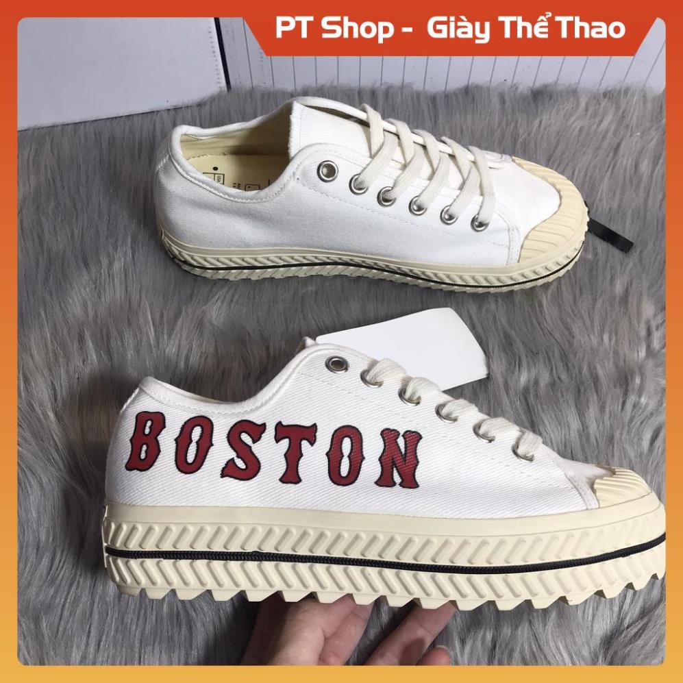[FreeShip + Xả Lỗ Hàng Sịn] Giày MLB Sneaker  boston Trắng Đế Kem , Giầy MlB Trắng Chữ Bostom Đỏ Sneaker