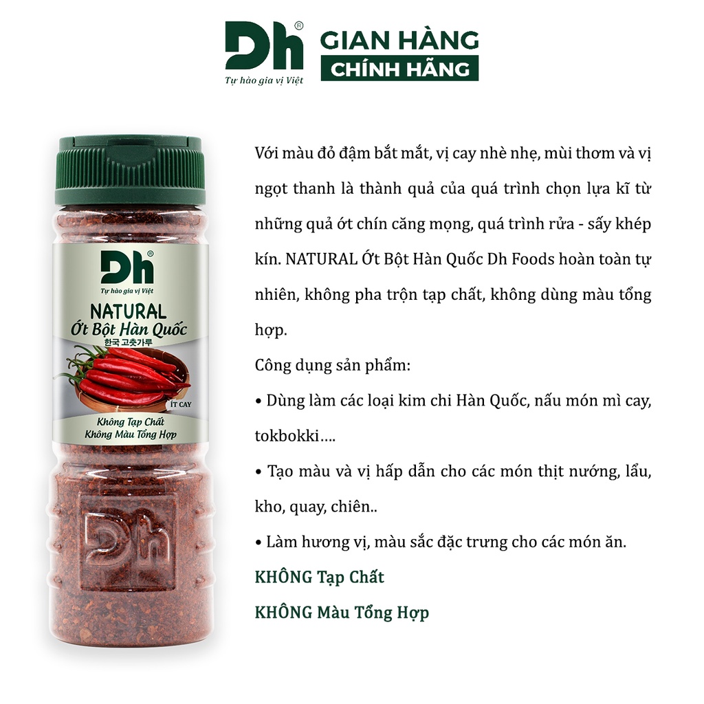 Ớt bột Hàn Quốc Natural DH Foods chế biến thực phẩm 45gr/90gr