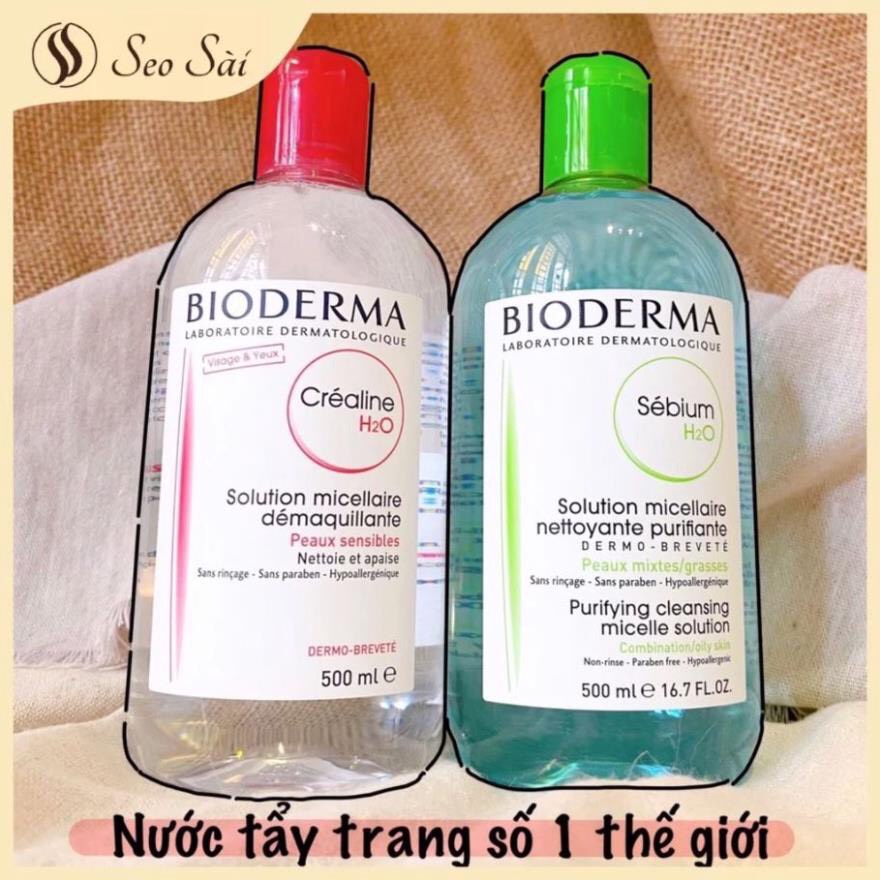 Nước tẩy trang Bioderma làm sạch dịu nhẹ 500ml, tẩy trang Bioderma cho mọi loại da Maneki Cosme