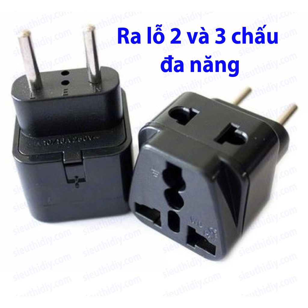 Phích chuyển cắm chân tròn ra 1/2/3 lỗ cắm đa năng