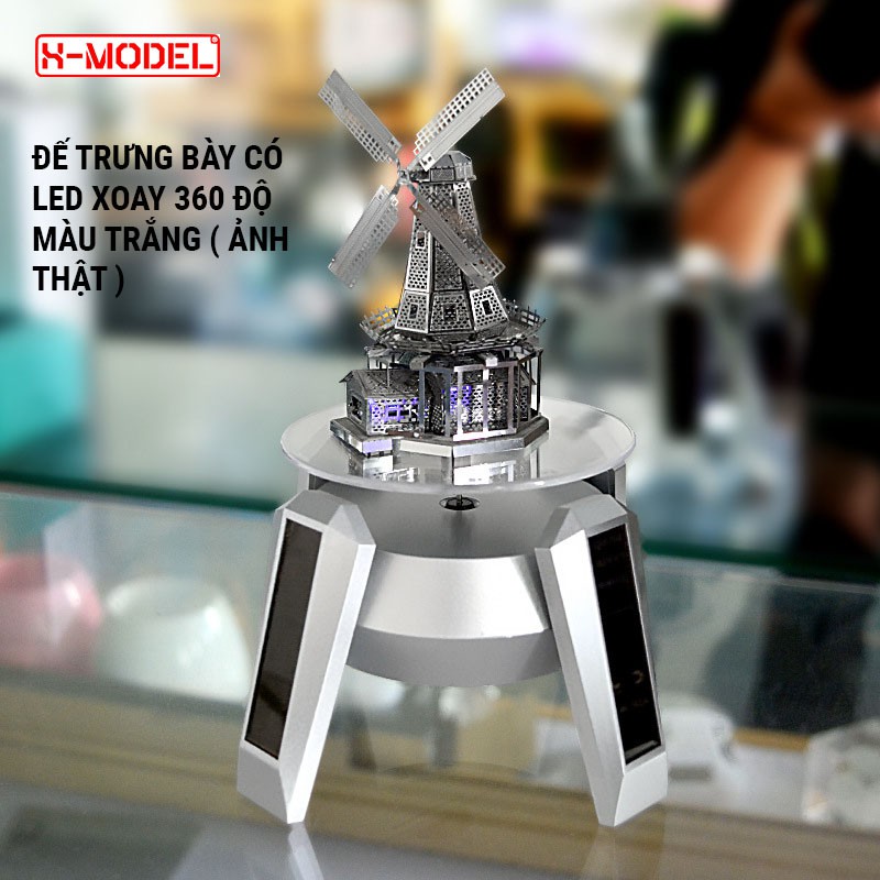 Đế trưng bày mô hình có led chạy bằng năng lượng mặt trời có thể xoay 360 độ chất liệu ABS DH031 X- MODEL