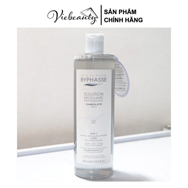 Nước Tẩy Trang Than Hoạt Tính BYPHASSE Solution Micellaire Desmaquillante Charbon Actif Detox 4 en 1 500ml | BigBuy360 - bigbuy360.vn