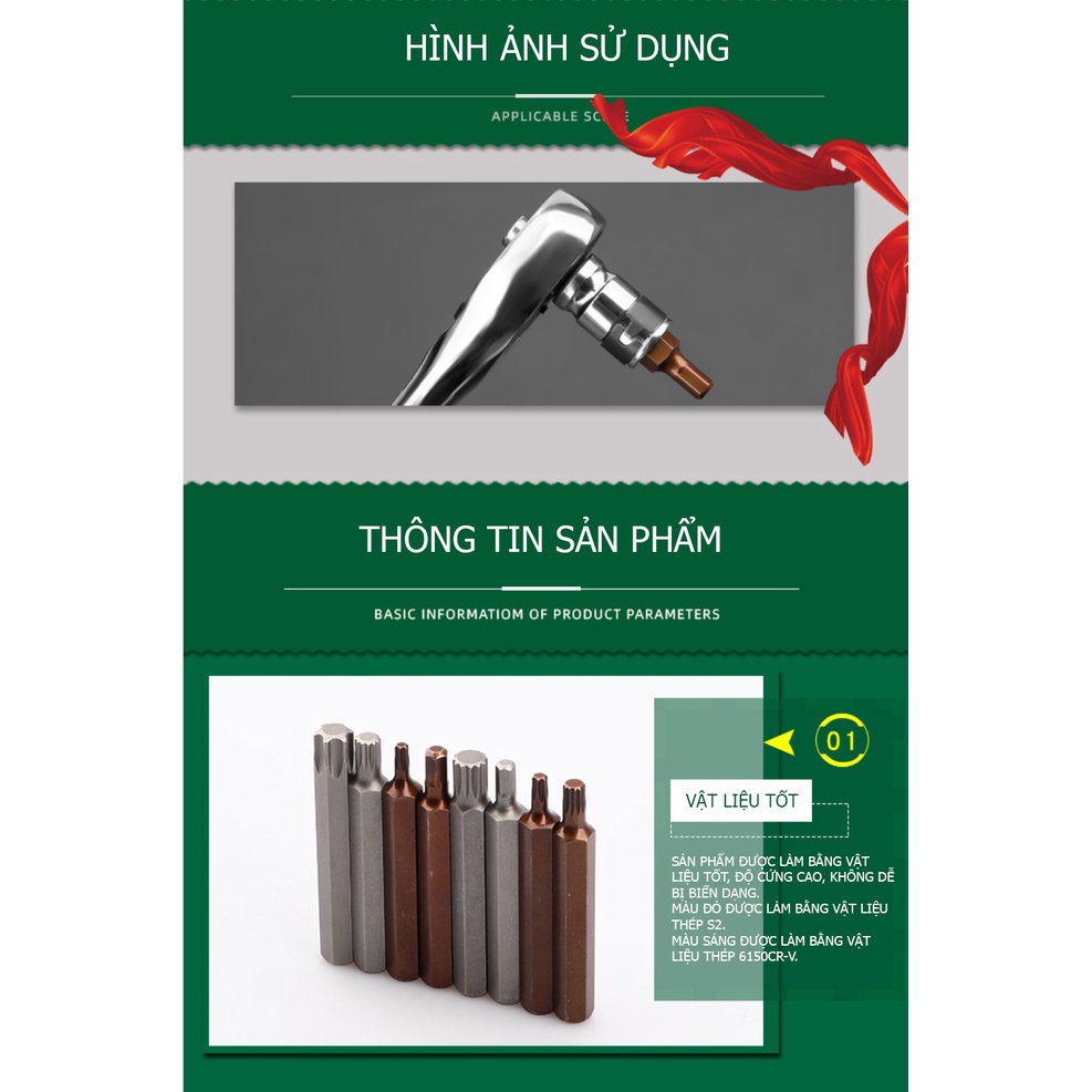 Bộ 40 đầu vít lục giác, hình sao ... các cỡ, Star Screwdriver Star Torx Socket Set - Một sản phẩm của TUOSEN