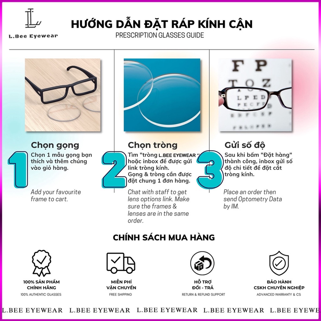 Tròng kính mắt cận loạn L.BEE EYE WEAR chống xước chống tia UV ngăn ánh sáng xanh có đổi màu đi nắng