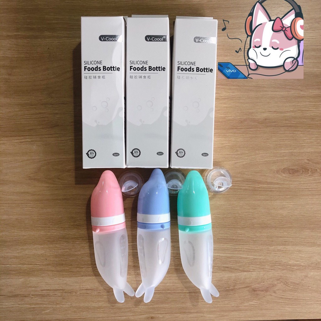 Bình thìa 2 trong 1 ăn dặm bột / hoa quả VCOOL - loại tốt