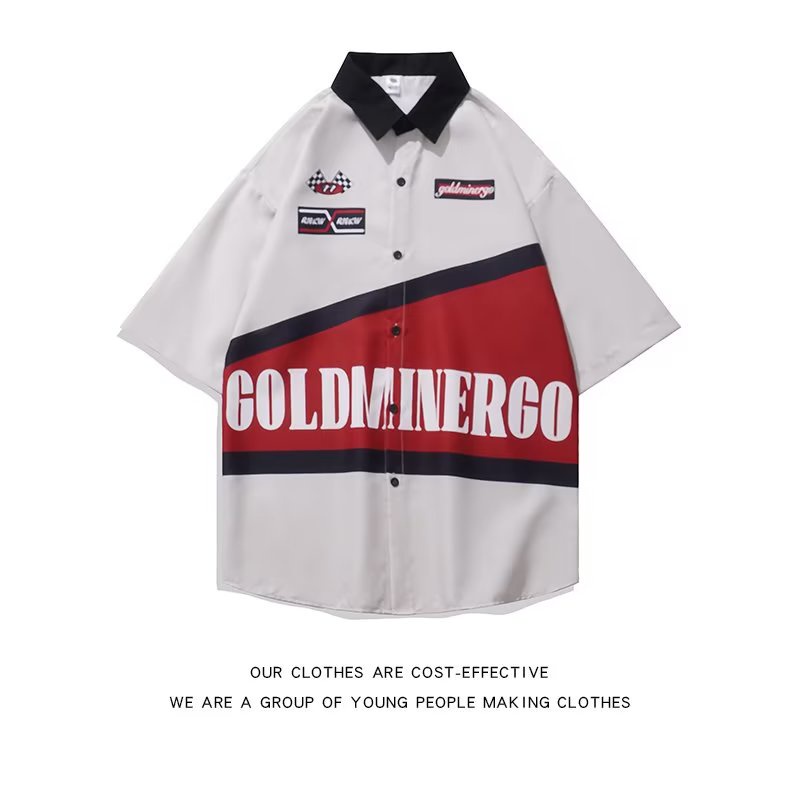 Áo Sơ Mi Ngắn Tay Dáng Rộng Phối Màu Phong Cách retro Mỹ 2022 Cho Nam