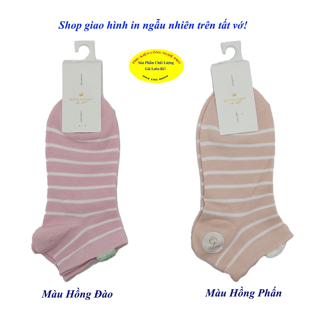 Tất vớ nữ Kiểu cổ ngắn Beihaomp Wonderful Collection In hình bất kỳ Chất liệu cotton co giãn, Mềm mại, Bảo vệ đôi chân