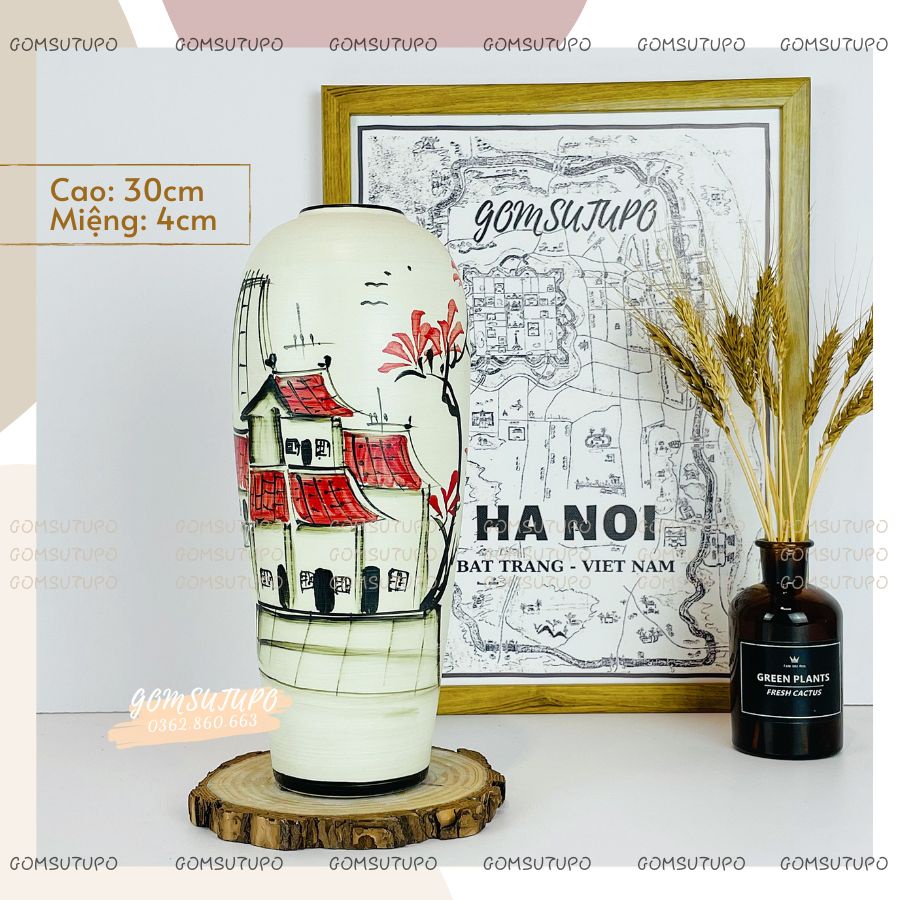 Lọ Hoa Gốm Dáng B0M - Bình Hoa cắm Lựu, Đào, Tuyết Mai Decor Trang Trí gomsutupo - Gốm Sứ TUPO Bát Tràng