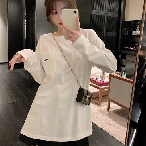 Áo thun nữ tay dài kiểu Hàn Quốc 2 màu tùy chọn thời trang