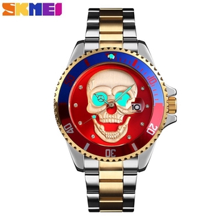 Đồng Hồ SKMEI 9195 Cho Nam Thời Trang Kiểu Máy Thạch Anh Họa Tiết 3D Chống Nước Dây Đeo Bằng Thép Không Gỉ