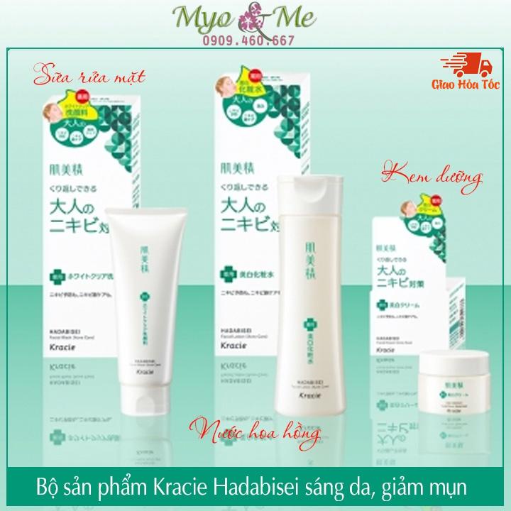 Combo sản phẩm chăm sóc da mụn Kracie Hadabisei Nhật Bản 3 món (sữa rửa mặt, toner, kem dưỡng)