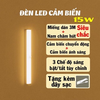 [SẠC USB] Đèn LED Cảm Ứng Gắn Giường Đèn Cảm Ứng Ban Đêm Mini Không Dây Không Cần Khoan Dán Tường, Cầu Thang Dùng Ngay
