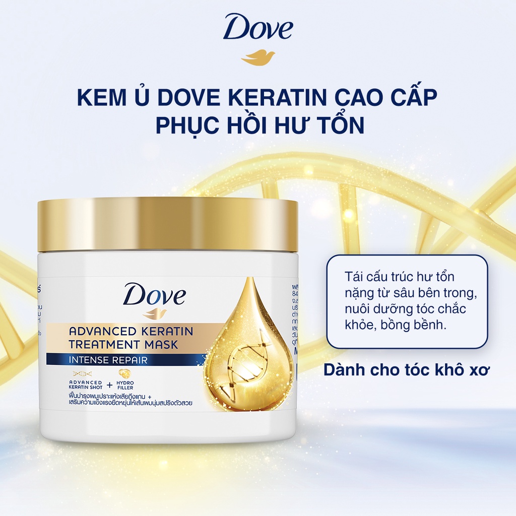 Combo gội xả ủ Dove Phục Hồi Hư Tổn 640g + 610g + 180ml