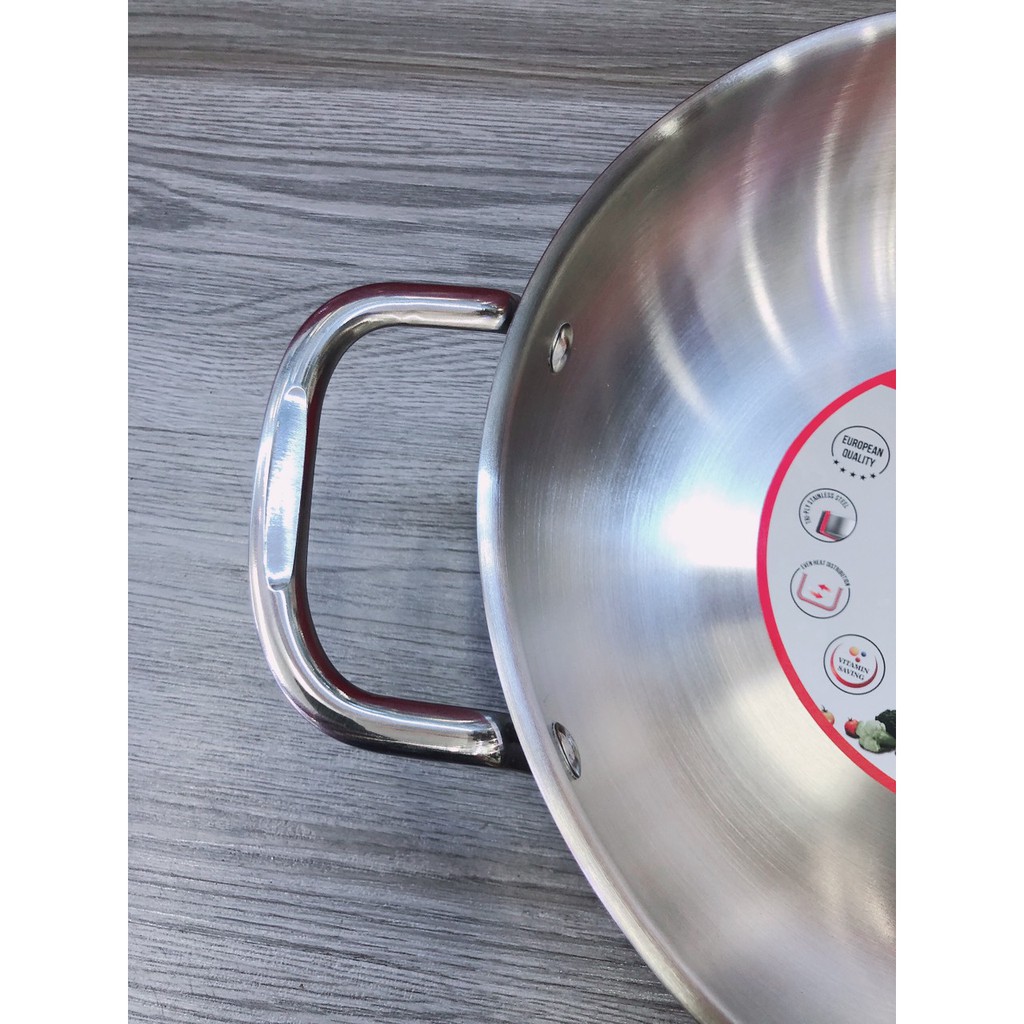 Chảo xào inox cao cấp 3 lớp đáy liền Elmich Trimax EL-3797 size 28cm