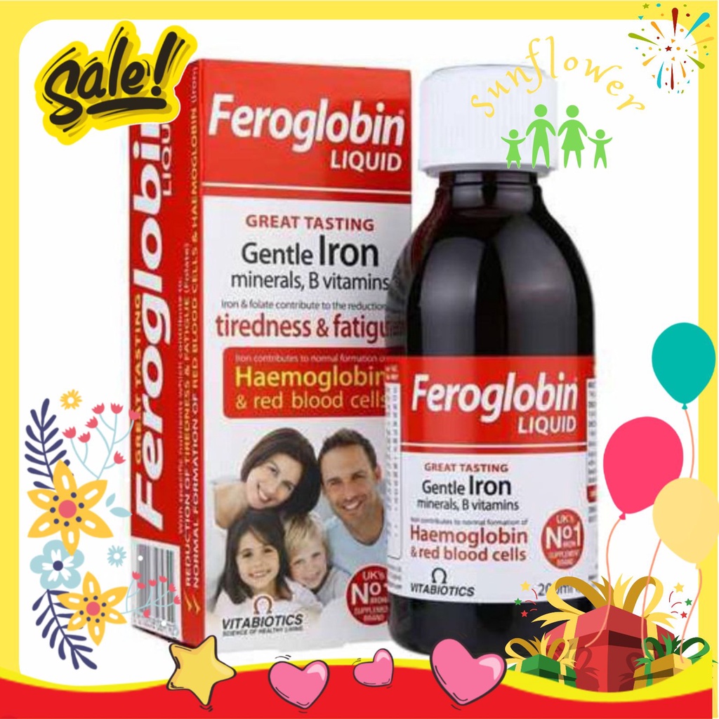 Sắt Dạng Nước Feroglobin 200ml Anh Quốc Cho Trẻ 3ys+ Và Cả Gia Đình