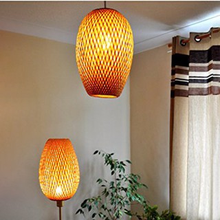 Đèn tre 2 lớp tròn dài - đèn mây tre trang trí