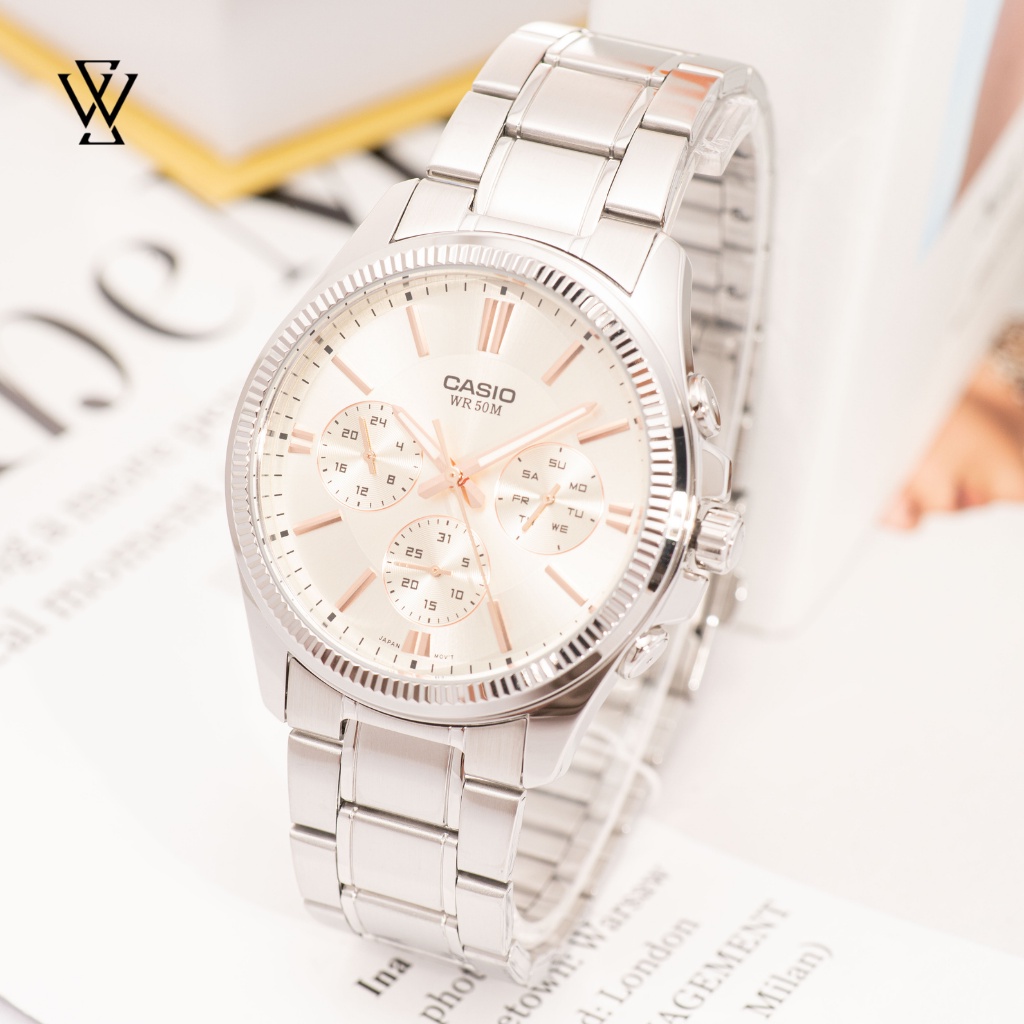 Đồng Hồ Quartz Nam Casio WATCHSTORE MTP-1375D-7A2VDF Thiết Kế Kính Khoáng 42mm, Dây Kim Loại, Vỏ Thép Không Gỉ