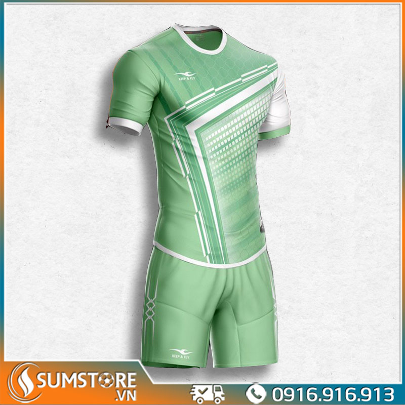 Áo Bóng Đá Không Logo – Keep &amp; Fly – Panzer – Màu Xanh Ngọc