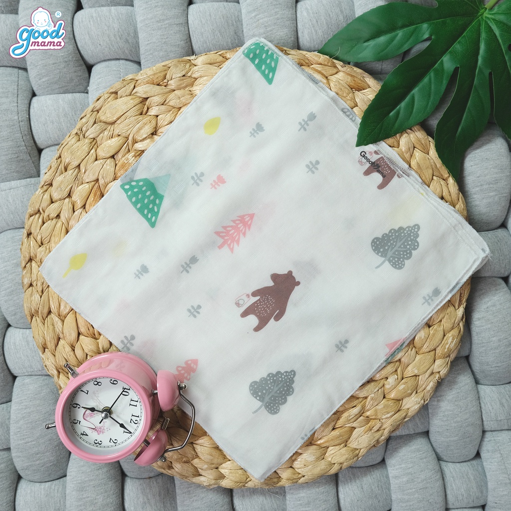 Khăn xô sữa cho bé sơ sinh - SET 6 khăn sợi tre Goodmama 2 lớp kích thước 30*30cm