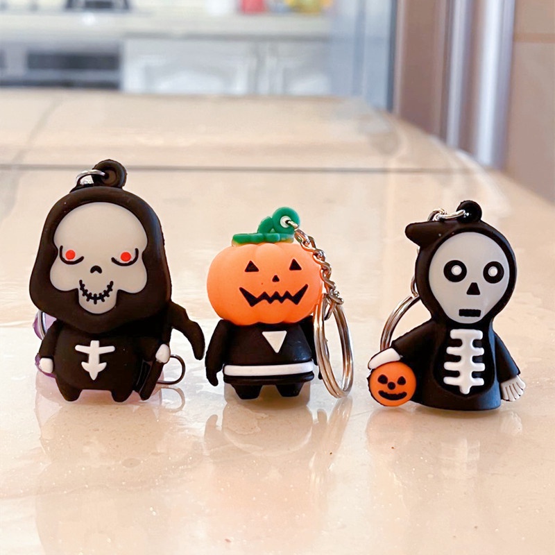 Móc Khóa Hình Đầu Lâu Phát Quang Phong Cách Halloween