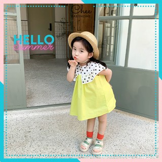 Đầm bé gái dáng suông cổ bèo đáng yêu, váy bé gái chất 100% cotton cực xinh - Chee Babyhome