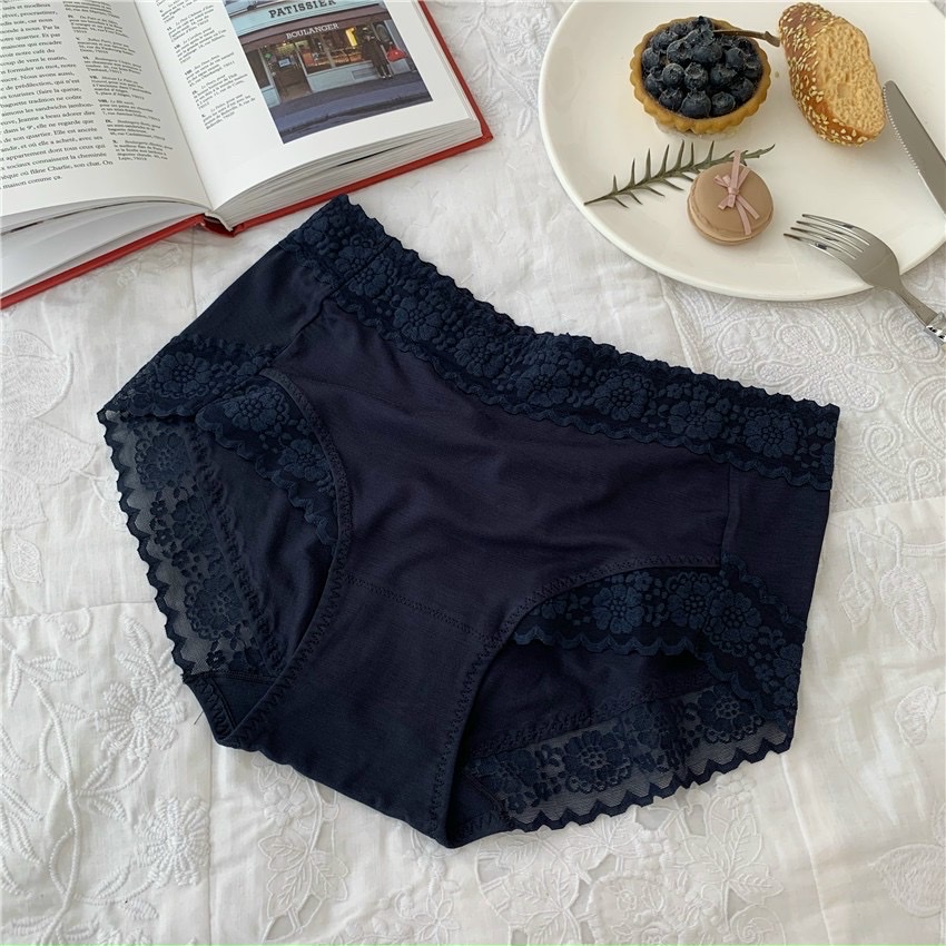 Quần lót nữ Embra ren cạp vừa lót cotton kháng khuẩn cao cấp EBQL51