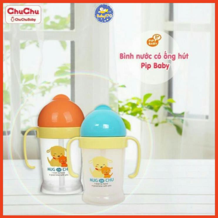 Bình nước PIP Nhật Bản MUG CHU 270ml (xanh, cam)