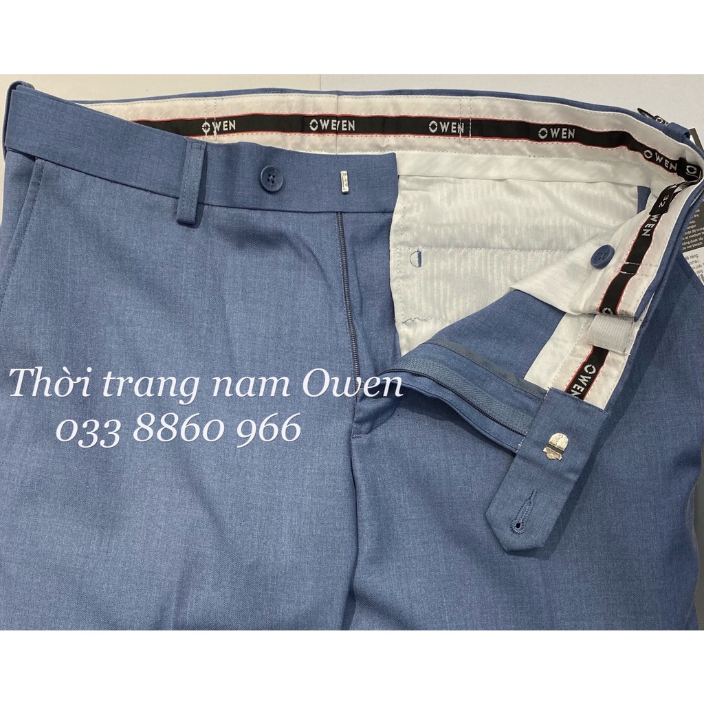 OWEN - Quần âu nam Owen màu xanh Regular fit cạp tăng đơ co dãn 22421