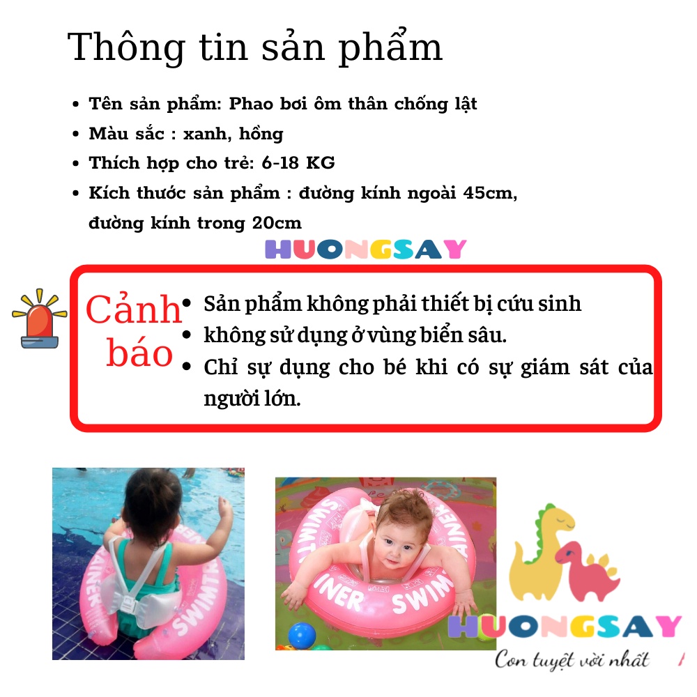 PHAO TẬP BƠI PHAO CHỐNG LẬT SWIMTRAINER cho bé 8-18kg