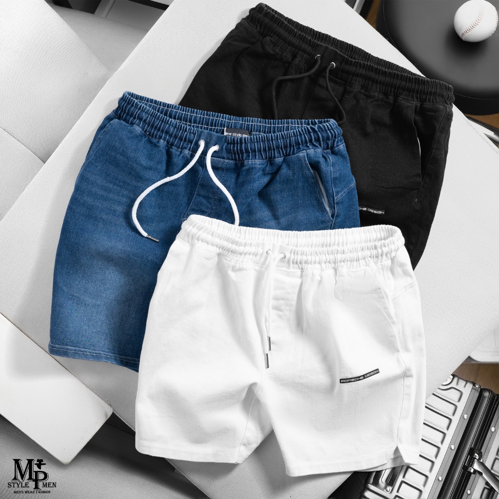 -Quần short jean xẻ tà trên gối chất vải Denim co giản đứng form