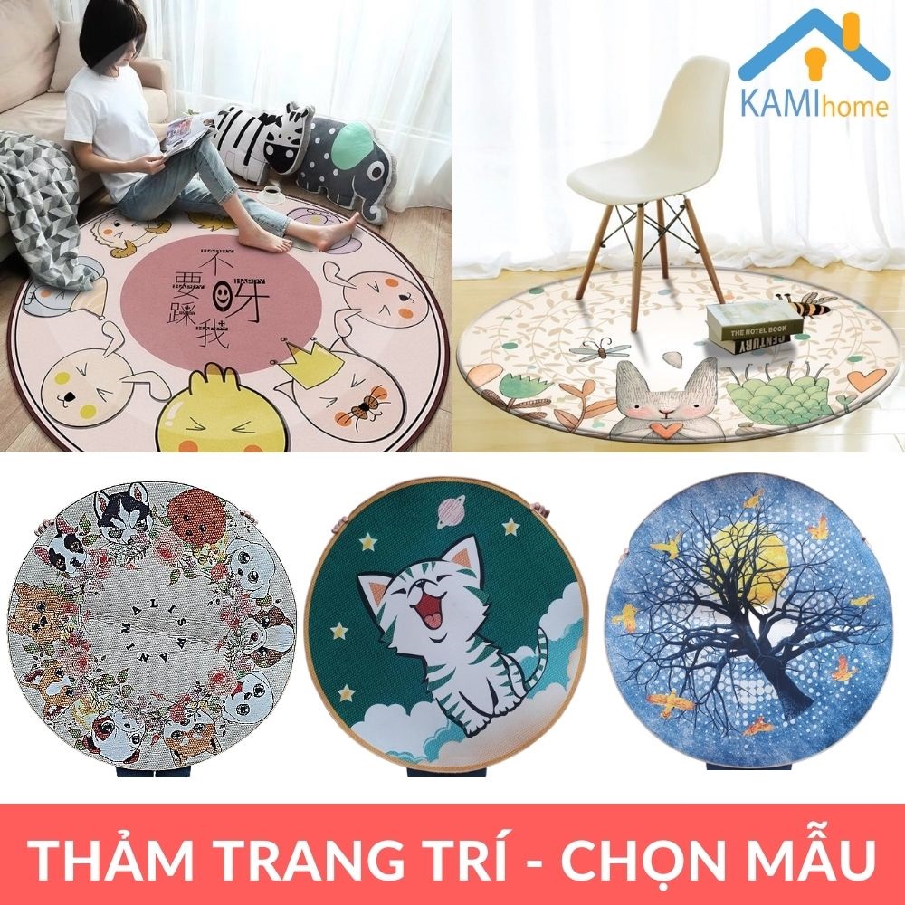 Thảm trải sàn cỡ lớn hình Tròn trang trí phòng khách giường ngủ đường kính 1m mã 27022