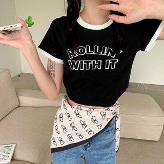 Áo thun croptop ROLLIN phối viền