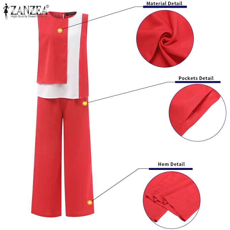 Set đồ 2 mảnh Zanzea gồm áo không tay và quần dài ống rộng thời trang nữ tính