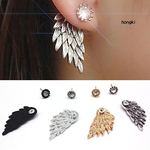 1 Đôi Bông Tai Hình Cánh Thiên Thần Đính Đá Thời Trang Dành Cho Nữ