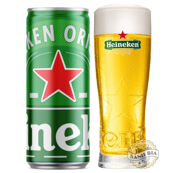 Bia heineken lon cao 330ml,  đậm vị phái mạnh.