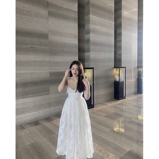 Đầm midi 2S hai dây côt vai dập ly thân