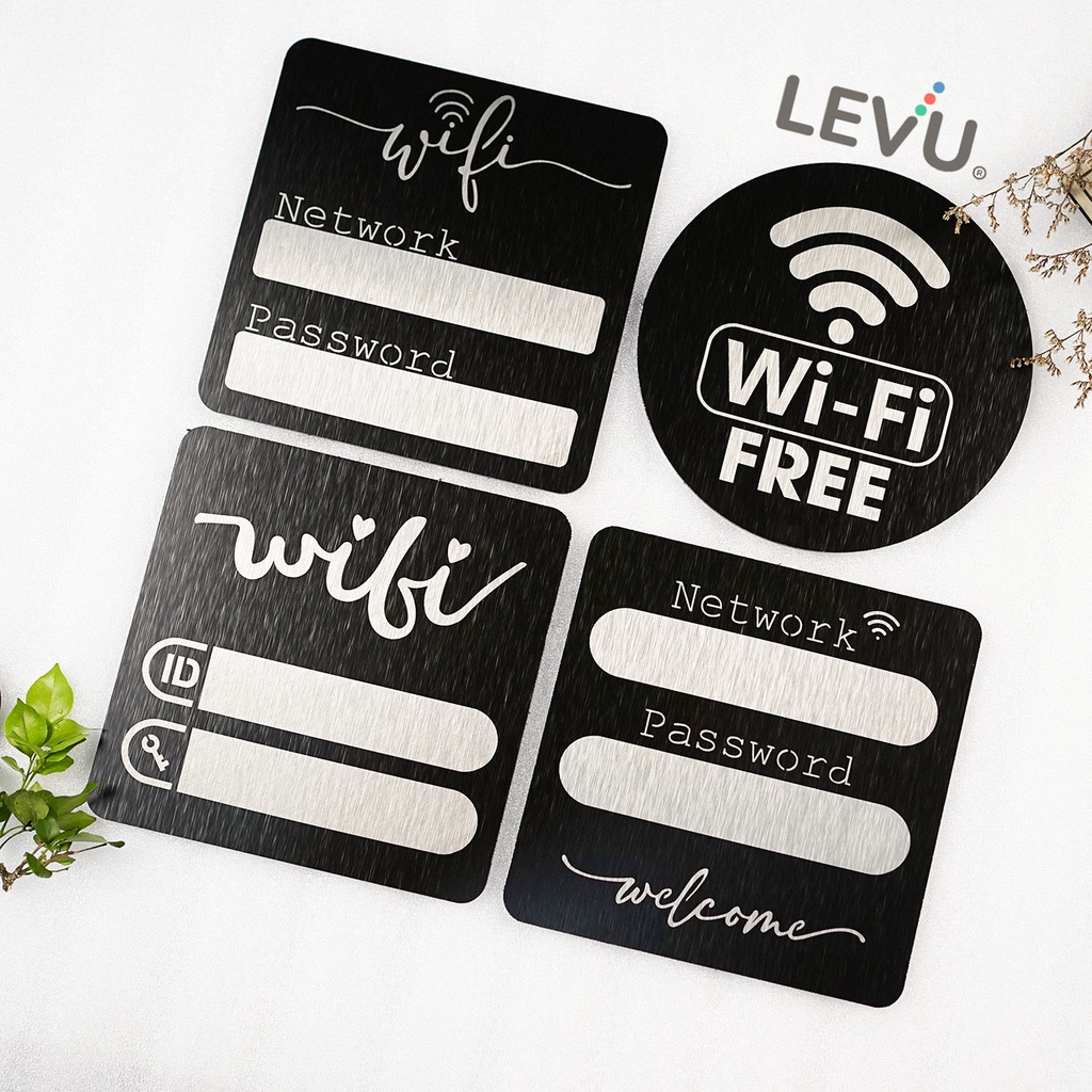 Bảng ghi password wifi bằng nhôm alu đen xước decor cao cấp