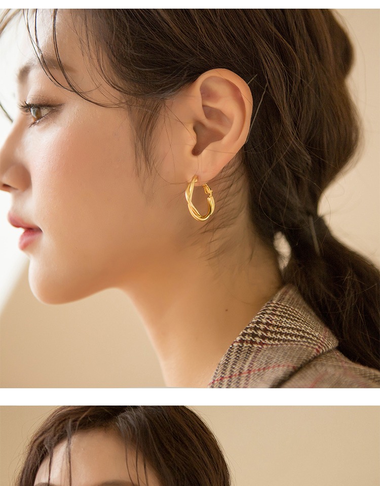 Đôi Khuyên Tai Dáng Tròn Thiết Kế Đơn Giản Tinh Tế Phong Cách Hàn Quốc Cho Nữ