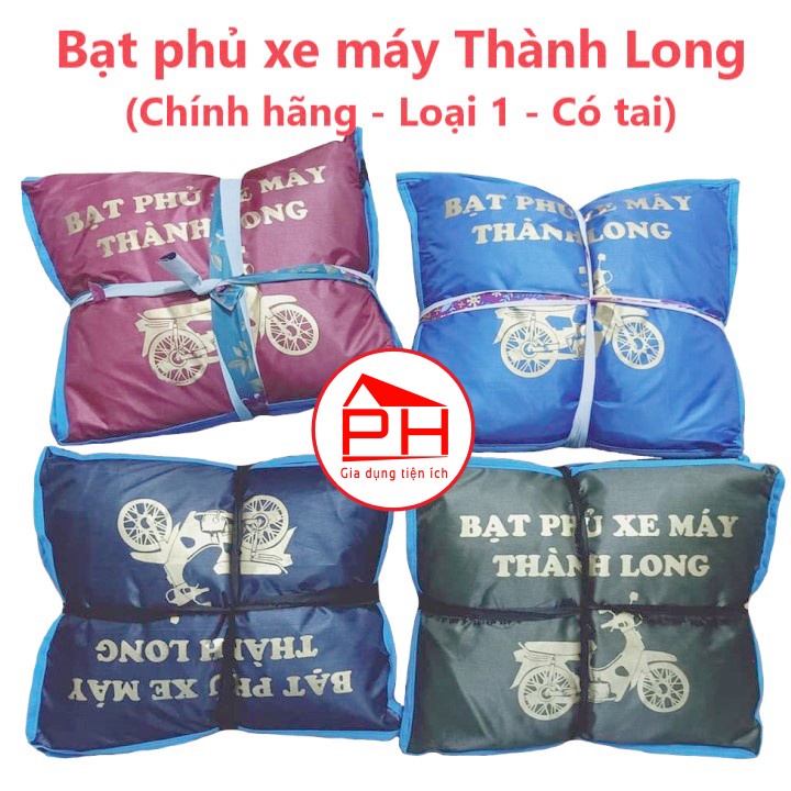 Bạt phủ xe máy Thành Long (Chính hãng - Hàng loại 1 - Loại có tai) Bạt chùm cao cấp giúp bảo vệ xe máy khỏi mưa nắng