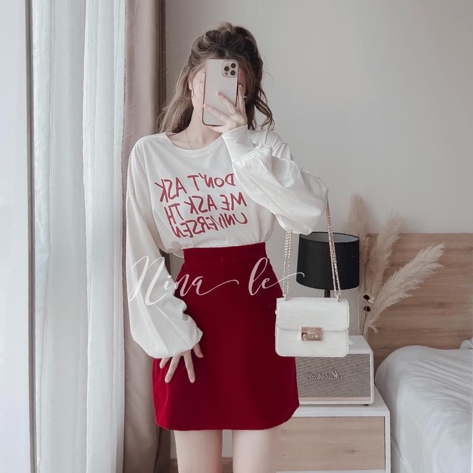 Sét váy Dont Ask Me Chân Váy Co Dãn bốn  Chiều Chất Liệu Da Cá Dày M878 -Teenstore.365