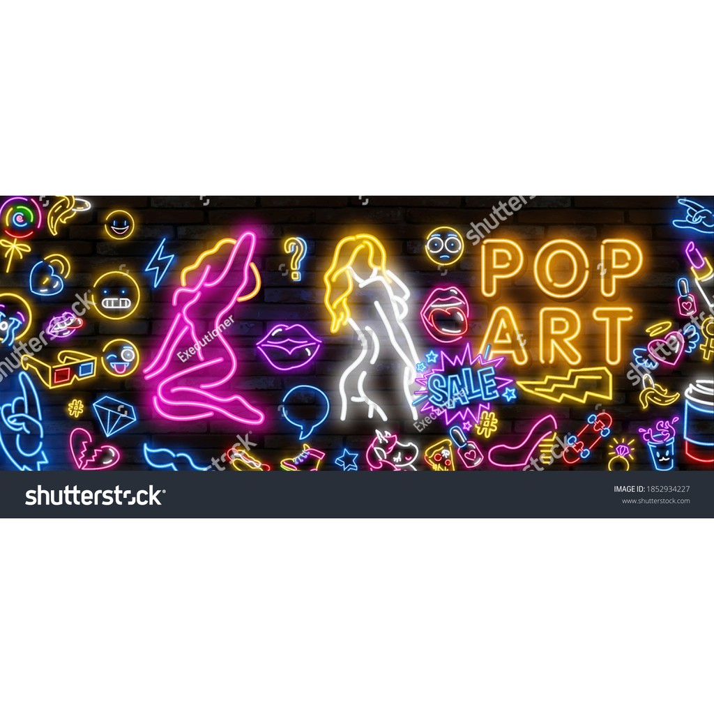 Tranh giả gạch họa tiết chữ Neon (Phát sáng) dùng cho hàng quán, cafe, trà sữa, trà chanh GNOEN 06